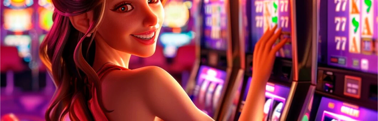 girl near slot machines